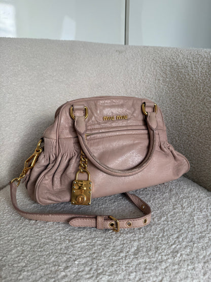 2010s Miu Miu Vitello Shine 2Way Charm Handbag | O/S, Gold