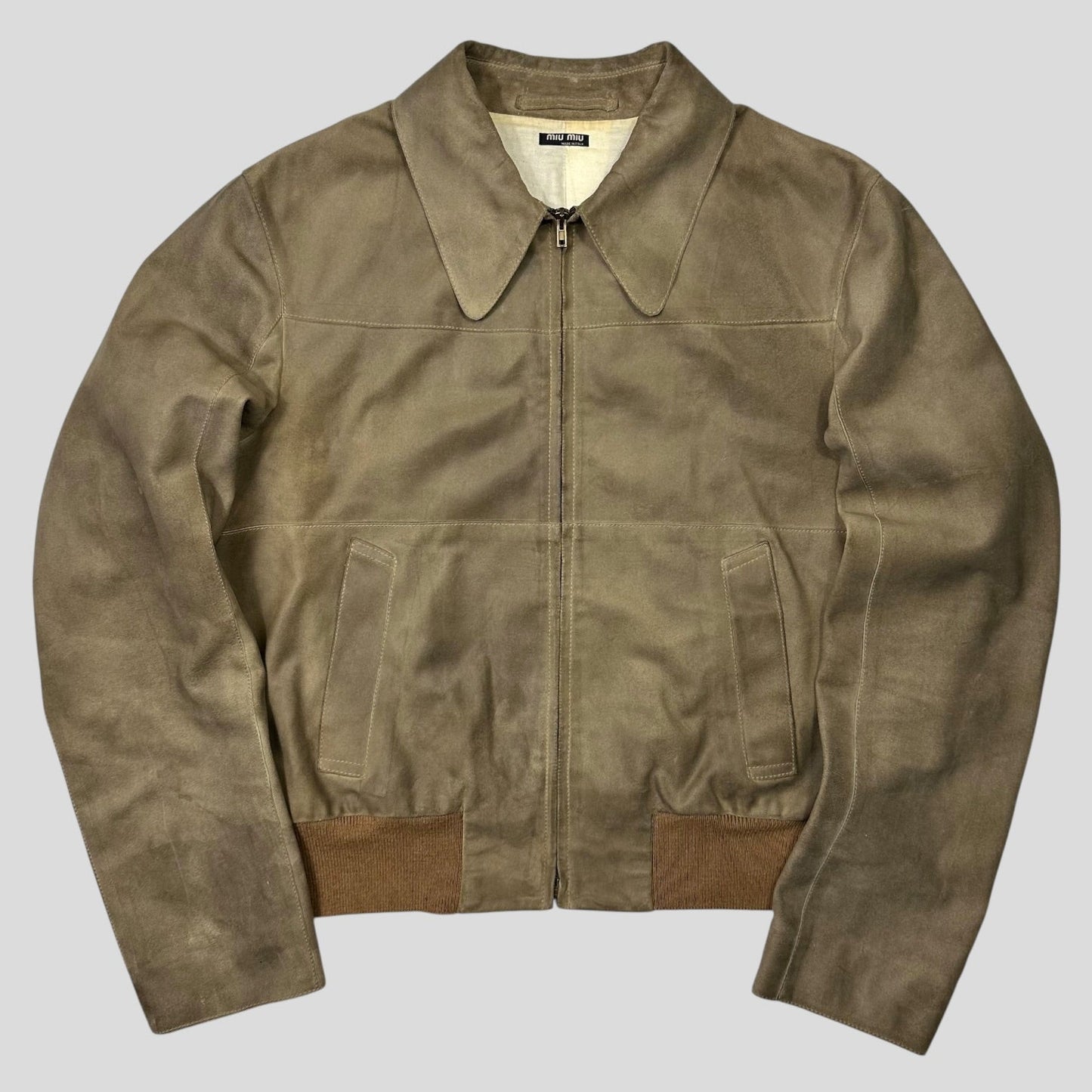 Miu Miu 00’s Suede Leather Cropped Work Jacket - IT50 (M/L) | Default Title, Multicoloured