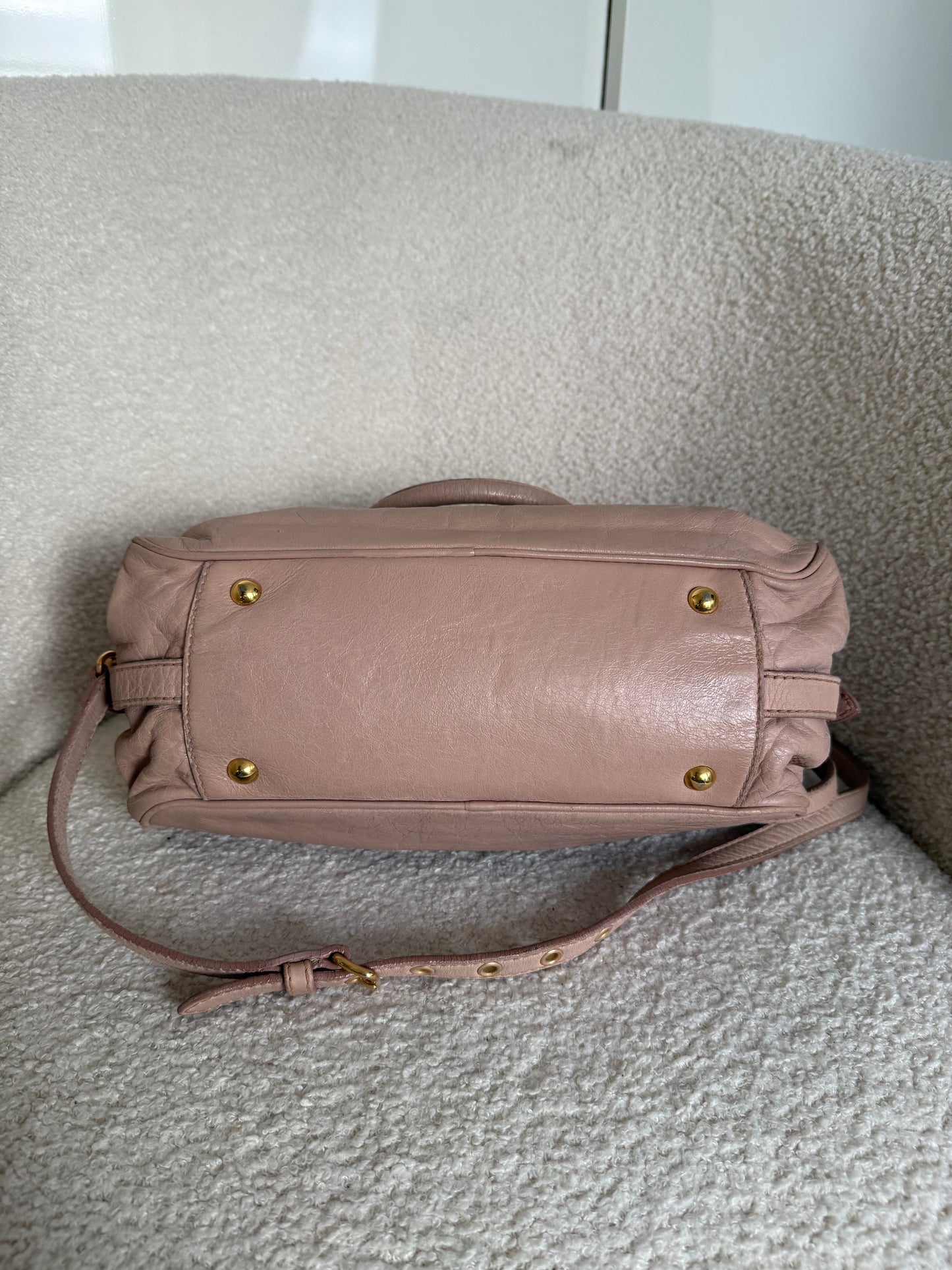 2010s Miu Miu Vitello Shine 2Way Charm Handbag | O/S, Gold
