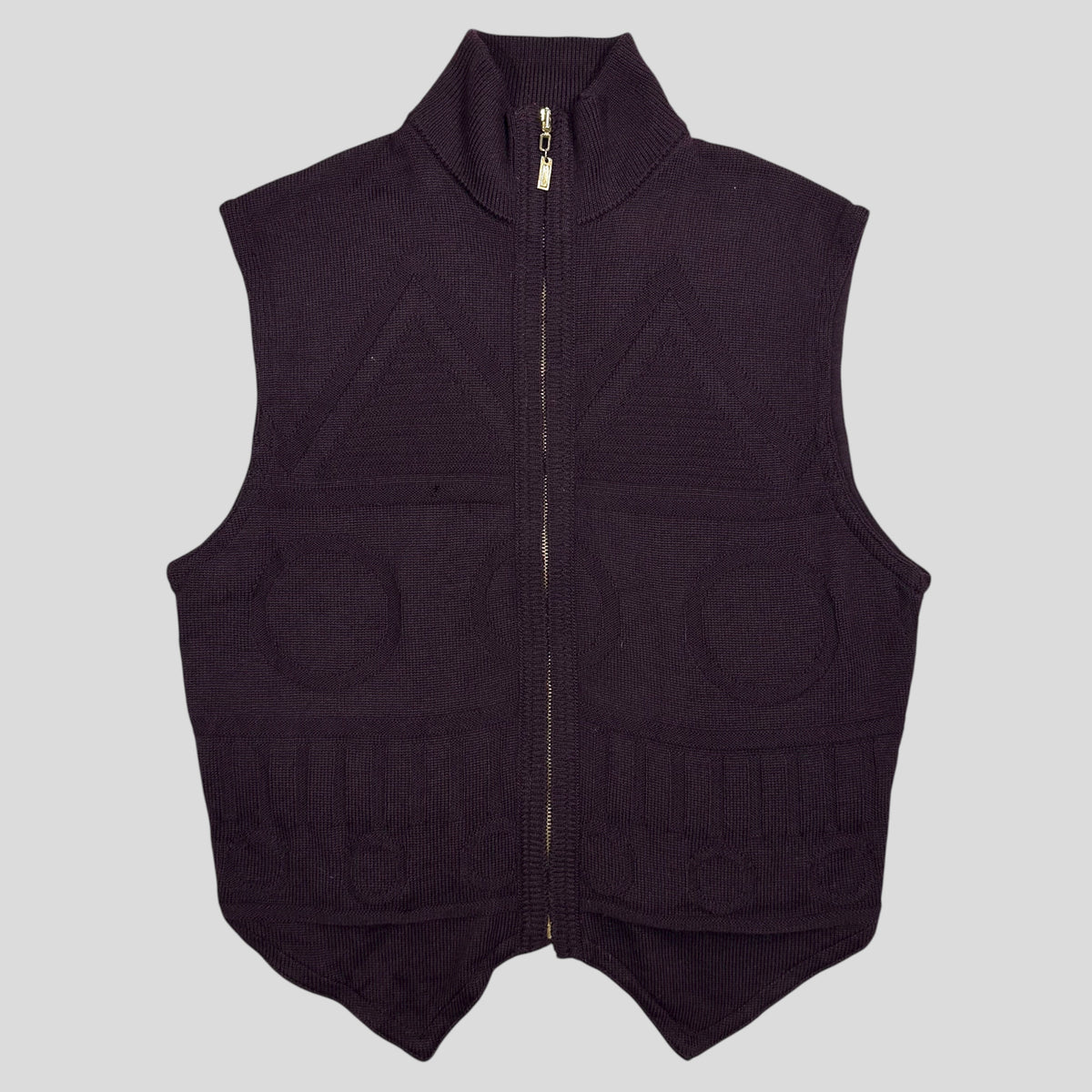 Gianni Versace 80’s Wool Geometric Pattern Cardigan Vest - S/M | Purple