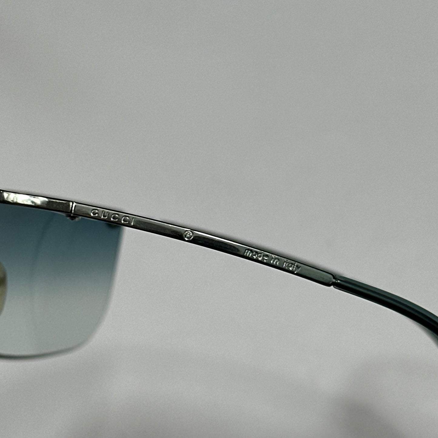 Gucci 00’s Gradient Half Frame Shield Sunglasses | O/S, Blue