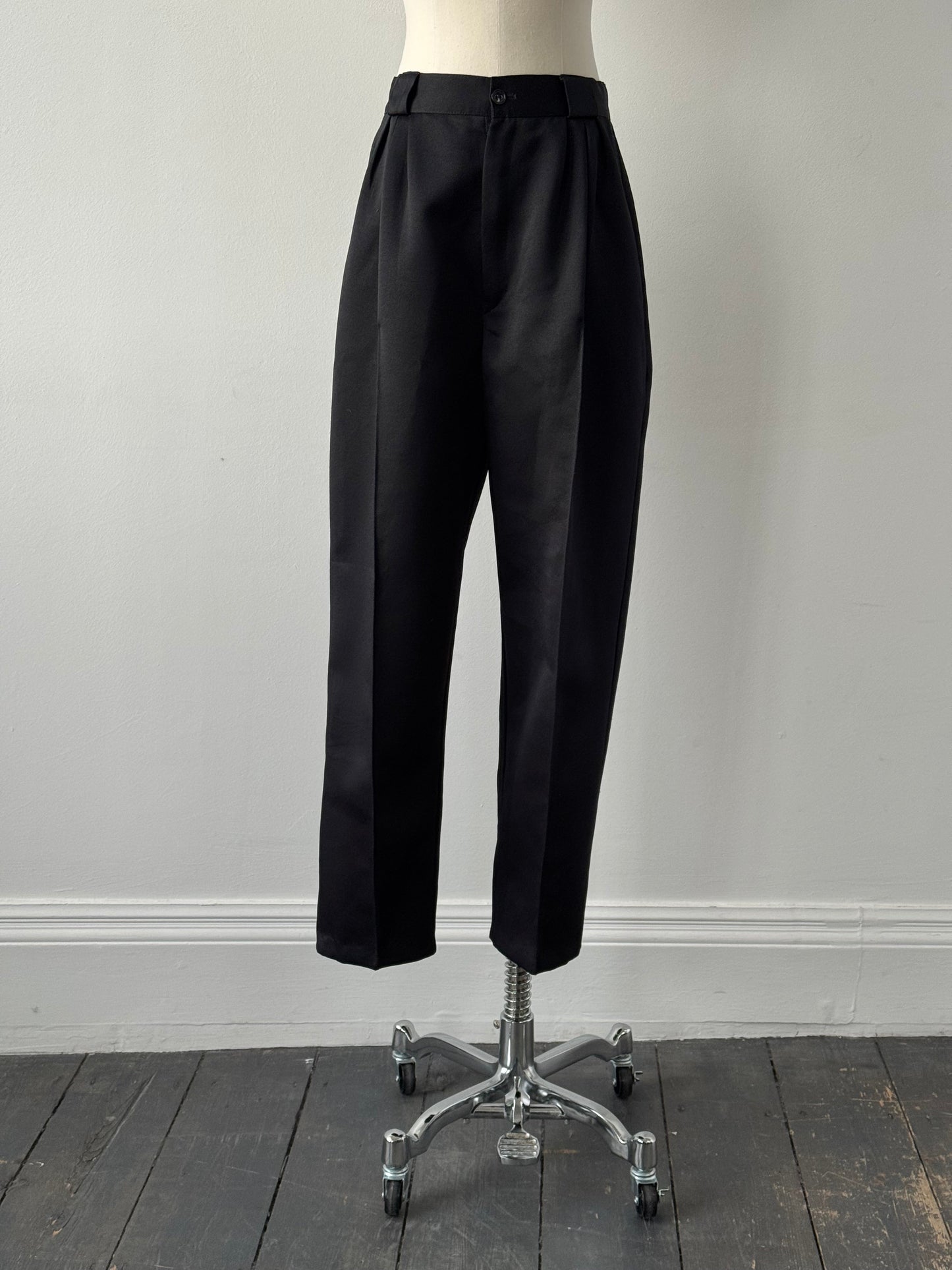 Vintage 1980s Satin Tapered Leg High Waisted Trousers - W26