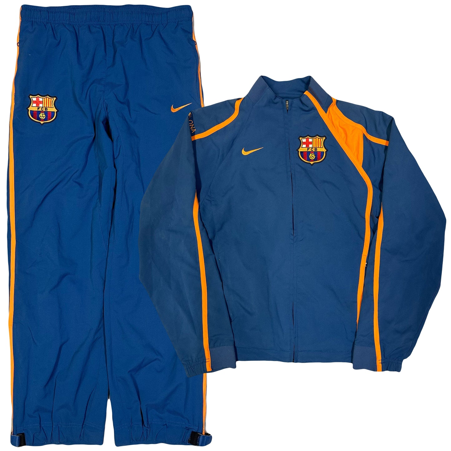 Nike T90 Barcelona 2005/06 Tracksuit In Blue & Orange ( S )