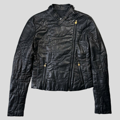 Gianni Versace 1997 Leather Puzzle Camo Biker Jacket - S | Default Title, Multicoloured