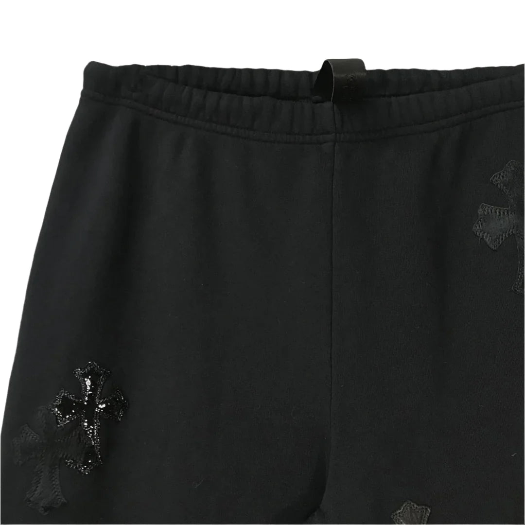 Chrome Hearts Patent Leather Cross Sweatpants | Medium, Black