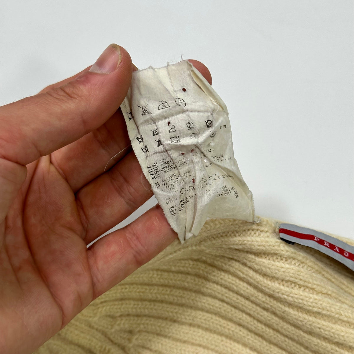 Prada Sport 00’s Cream Ribbed Fisherman’s Beanie - S/M | O/S, Beige