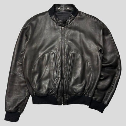 Gucci by Tom Ford FW03 Leather + Silk Pleated Padded Flight Jacket - IT50 (M/L) | Default Title, Black