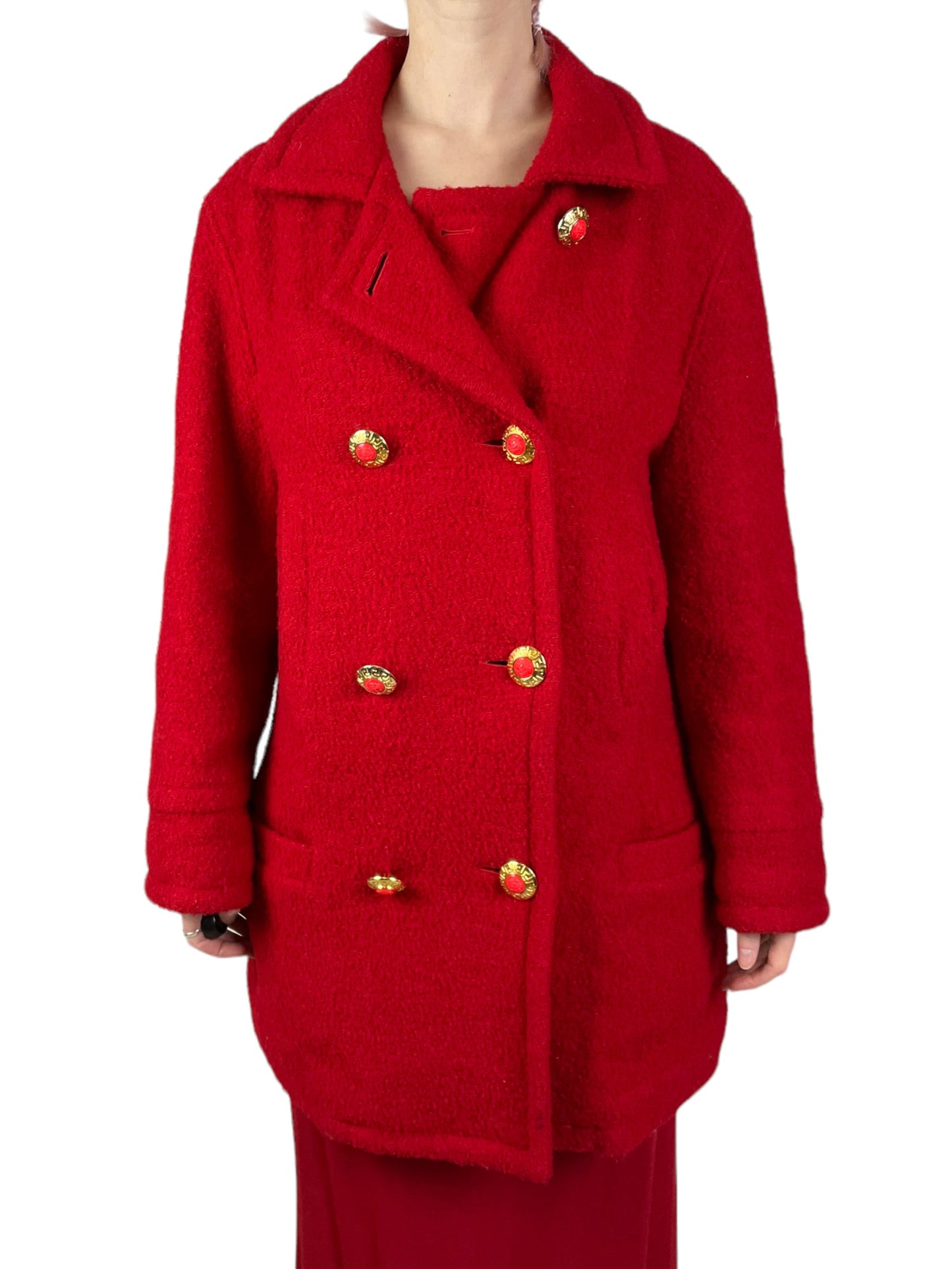 Versace c.1994 red boucle coat