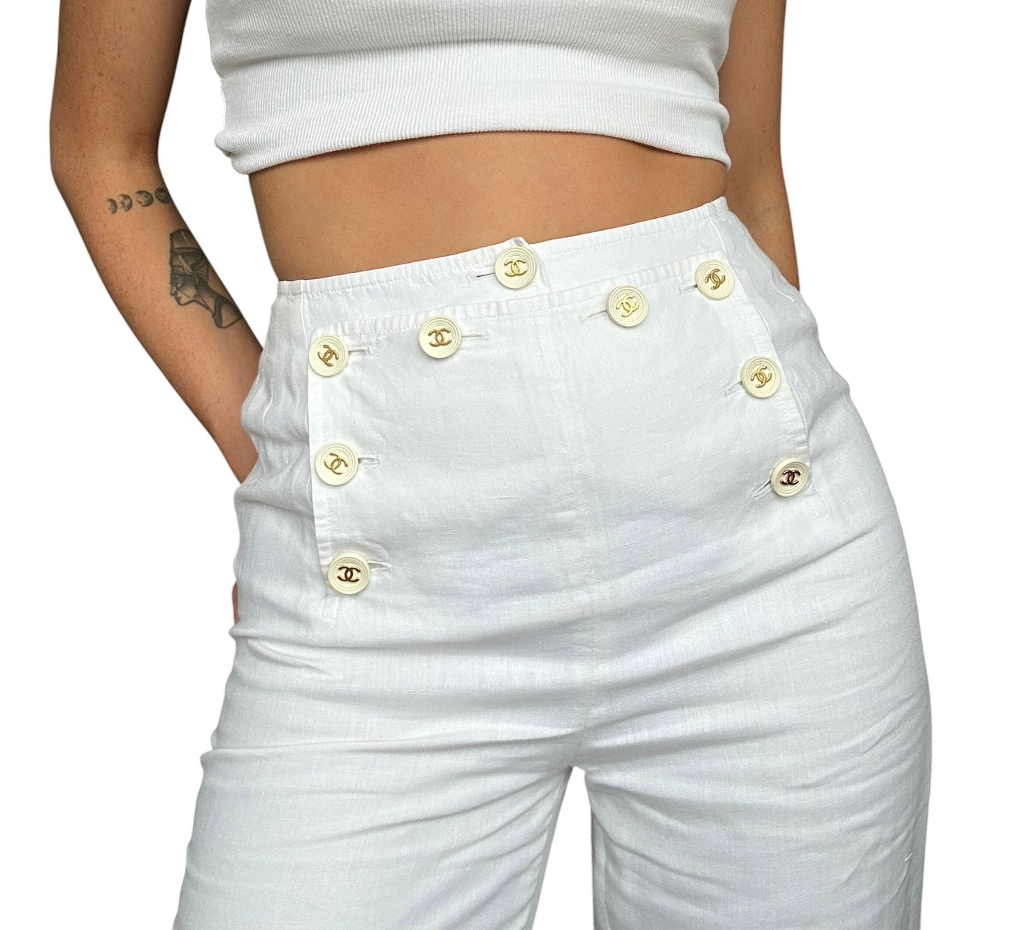 Chanel SS1994 Sailor Trousers | O/S, White