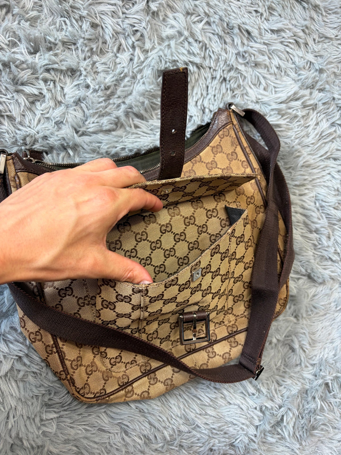 Gucci GG Monogram Brown Canvas Satchel Crossbody Bag | O/S, Multicoloured