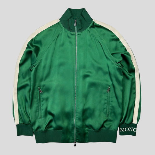 Moncler 2018 Satin Polyester Striped Track Jacket - 42 (M/L) | Medium, Green