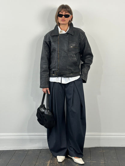 Vintage 1990s Leather Biker Jacket - M/L