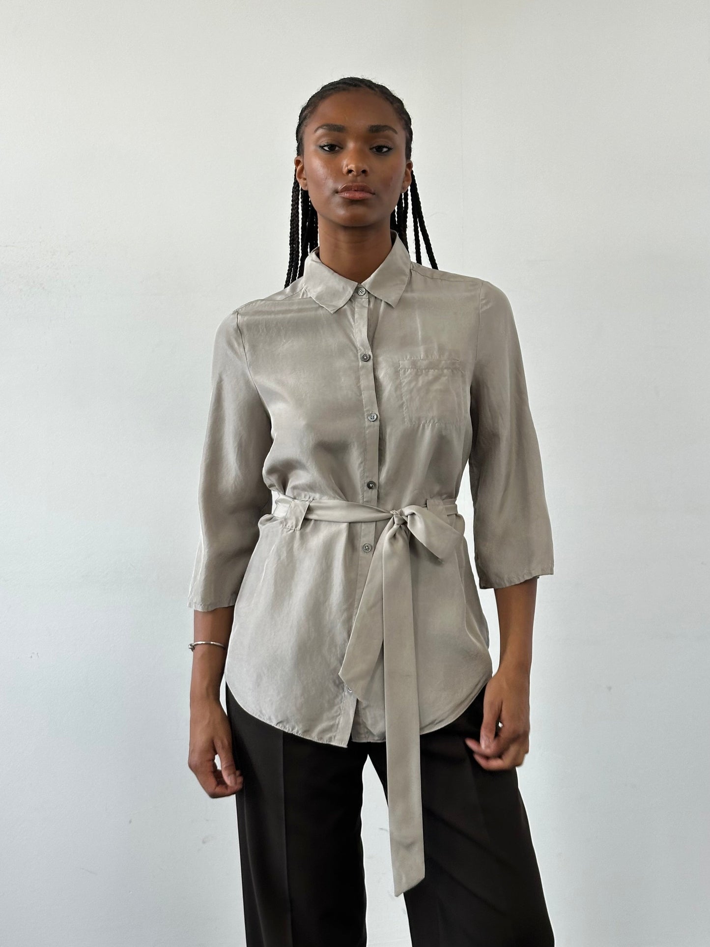 Jaeger Pure Silk Belted Shirt - S