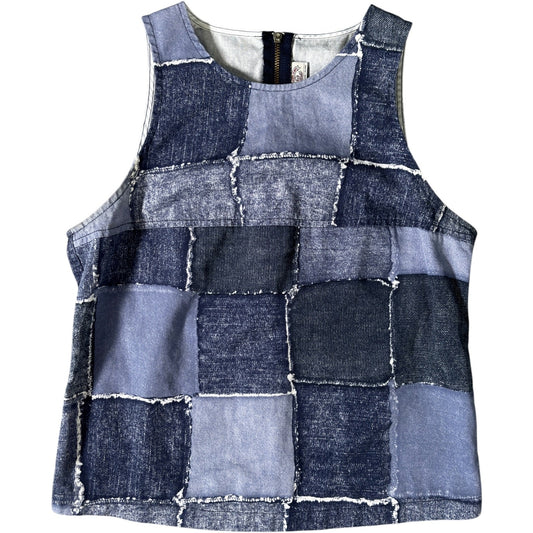 Armani Jeans 90's Patchwork Sleeveless Top UK 8/10 | 8/10, Blue