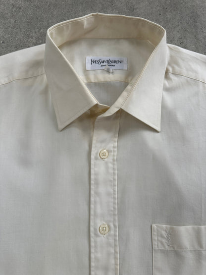 Yves Saint Laurent Pour Homme 2000s Cotton Short Sleeve Logo Shirt - L/XL
