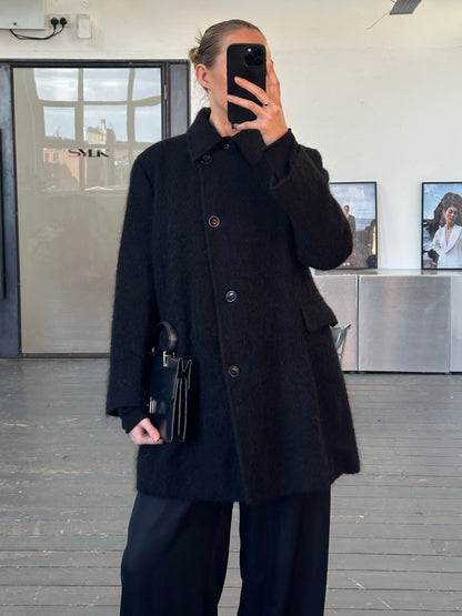 Trussardi 2000s Virgin Wool Mohair Single Breasted Coat - M