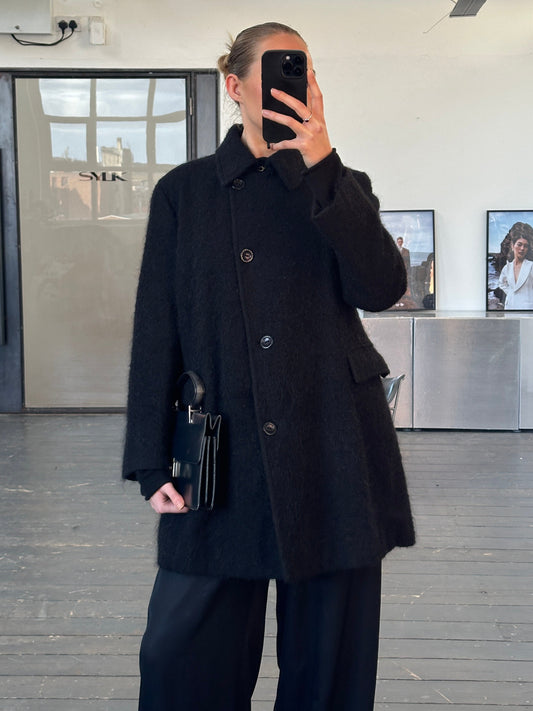 Trussardi 2000s Virgin Wool Mohair Single Breasted Coat - M