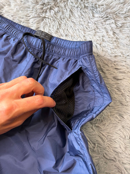 Prada Milano 2018 Triangle Double Logo Blue Nylon Shorts - IT46 | O/S, Black