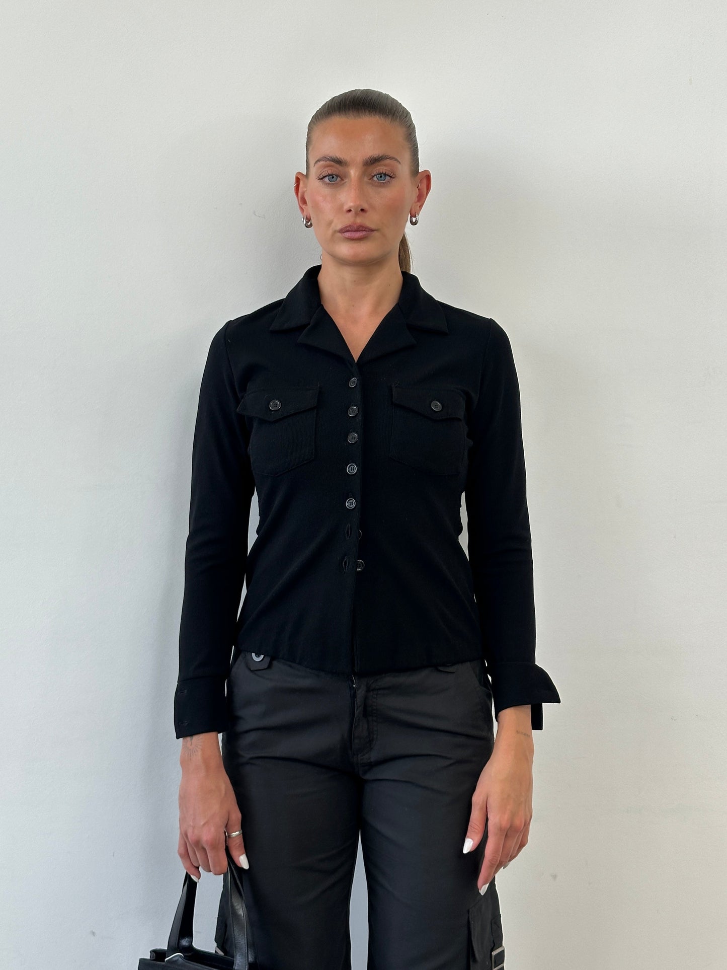 Italian Vintage Fitted Ribbed Shirt - S