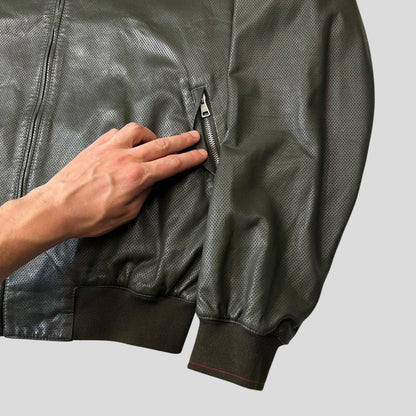 Gucci by Tom Ford 00’s Perforated Nappa Leather Green Bomber Jacket - IT52 | Default Title, Green