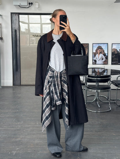 Vintage 2000s Contrast Collar Trench Coat - XL