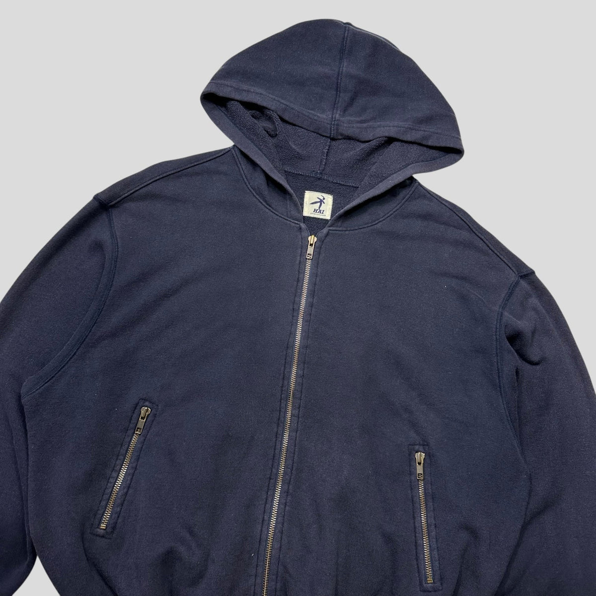 Hai Sporting Gear by Issey Miyake 80’s Ice Hockey Graphic Boxy Hoodie - M/L | Large, Navy