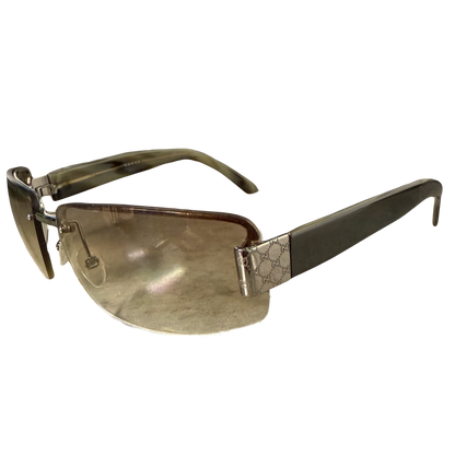 Gucci Monogram Sunglasses In Olive Green | O/S, Green