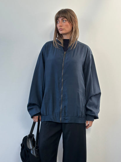 Vintage 1980s Pure Silk Bomber Jacket - XXL