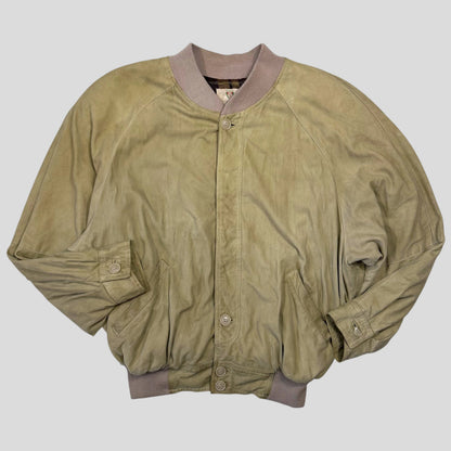 Gucci 1970’s Suede Leather Flannel Lined Flight Jacket - L | Default Title, Beige
