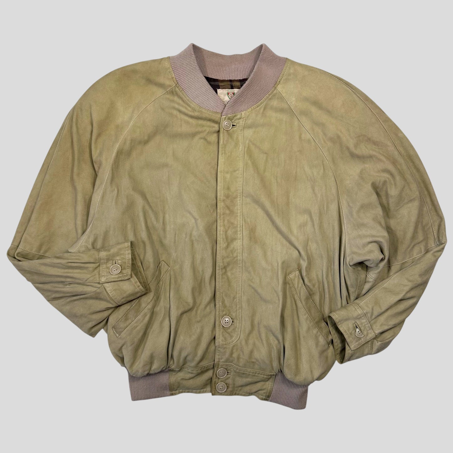 Gucci 1970’s Suede Leather Flannel Lined Flight Jacket - L | Default Title, Beige