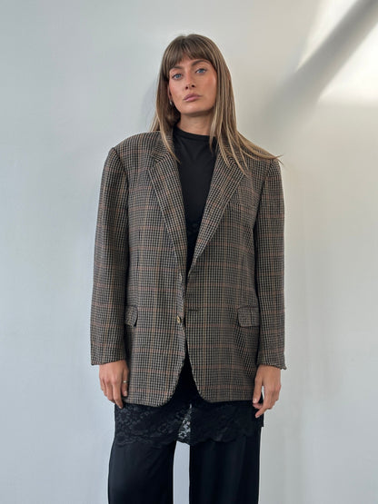 Burberry 1990s Wool Cashmere Check Blazer - 44R/XL