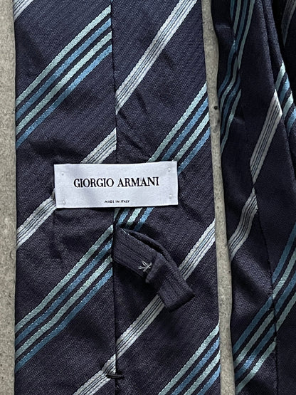 Giorgio Armani 1990s Pure Silk Diagonal Striped Tie