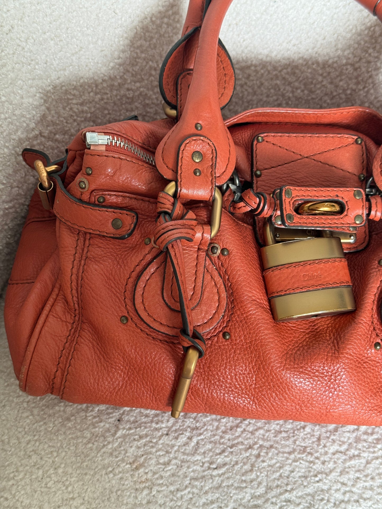2006 Chloe Paddington Burnt Orange Leather Handbag | O/S, Gold