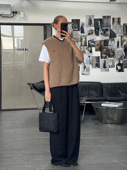 Burberry London 2000s Pure Wool Sleeveless Logo Knitted Jumper - M/L