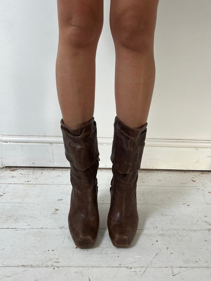 ALEXANDER MCQUEEN PIRATE BOOTS (EU 38.5) | DEFAULT TITLE, Brown