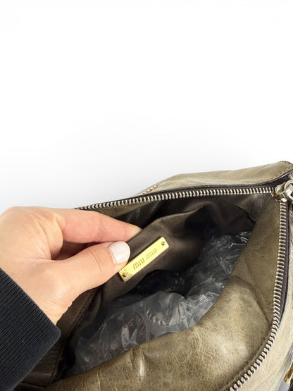2010s Miu Miu Vitello Lux 2Way Handbag | O/S, Khaki