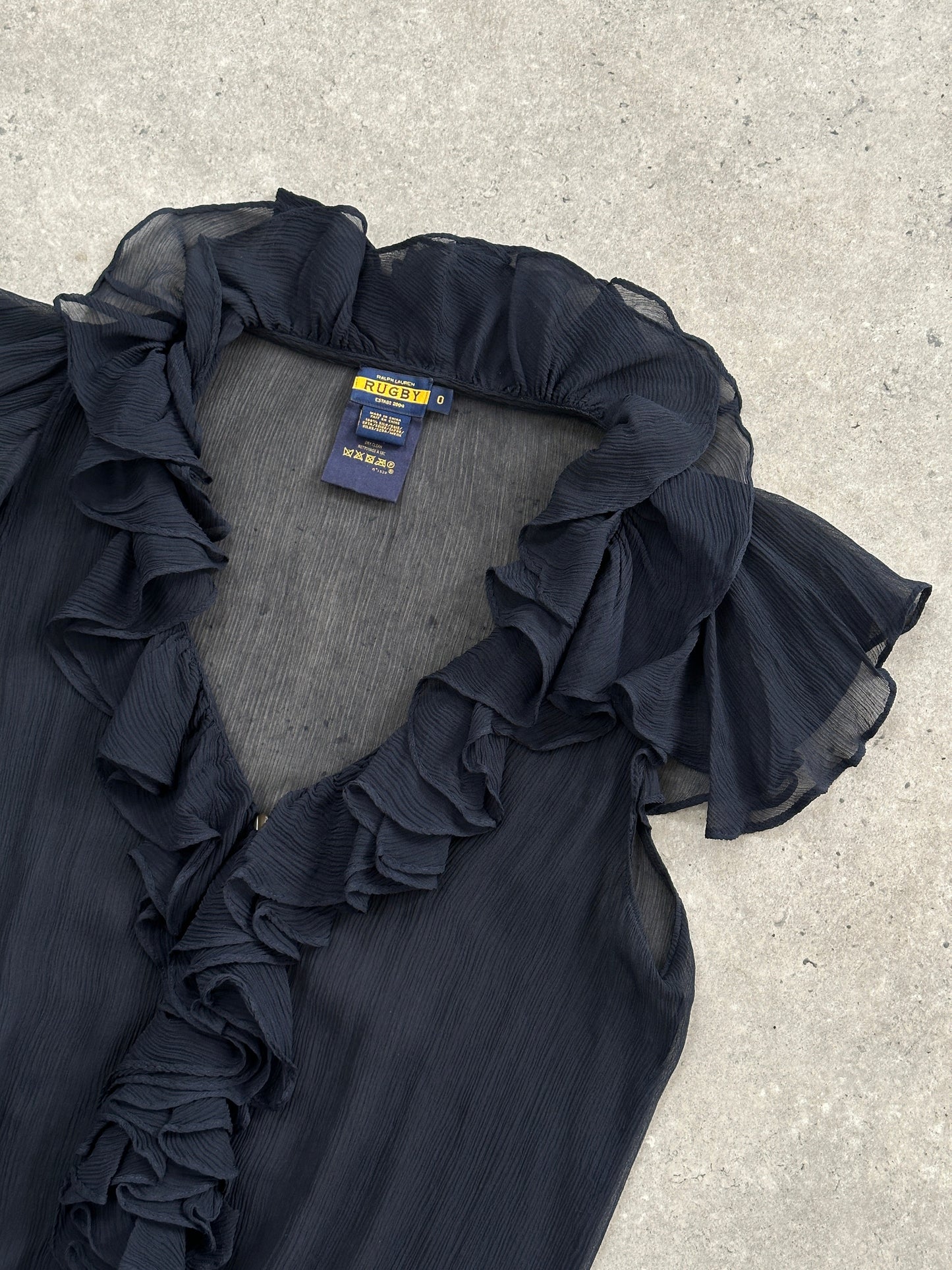 Ralph Lauren 2000s Pure Silk Sheer Ruffle Top - M