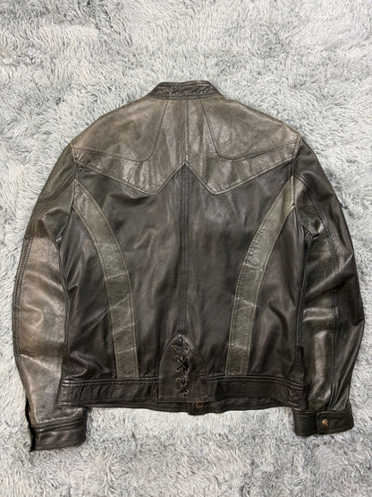 Just Cavalli SS07 Leather Weathered Bondage Jacket - L | O/S, Multicoloured