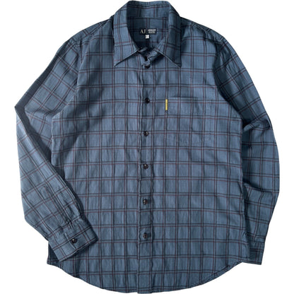 Armani Jeans 00’s Plaid Long Sleeve Shirt L | Large, Blue