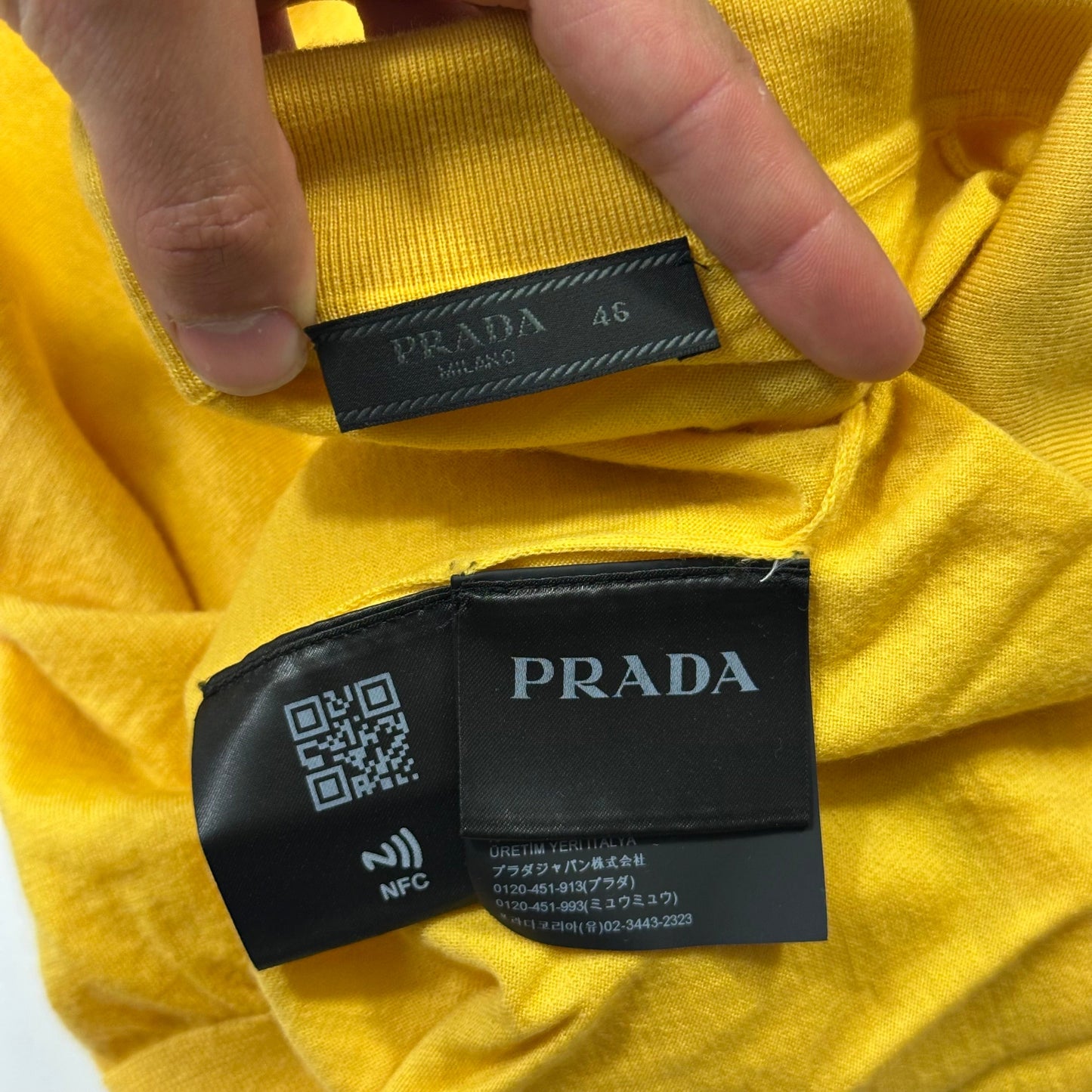 Prada Milano 2022 Yellow Virgin Wool Light Collared Logo Knit - S/M | Default Title, Yellow