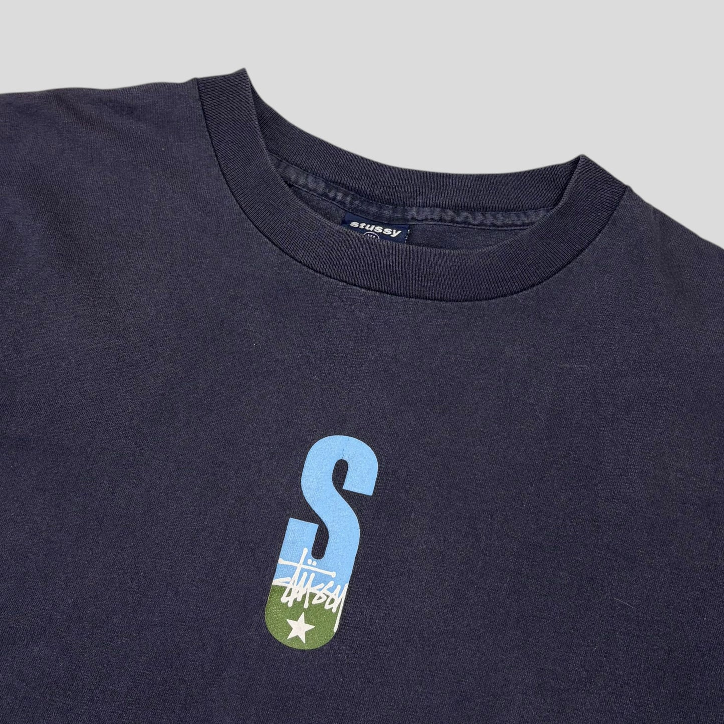 Stussy 1998 Big S Double Sky Logo  T-shirt - XL | O/S, Navy