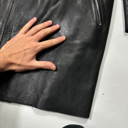 Prada FW99 Calf Leather Moto Long Jacket with Belt Bag - L