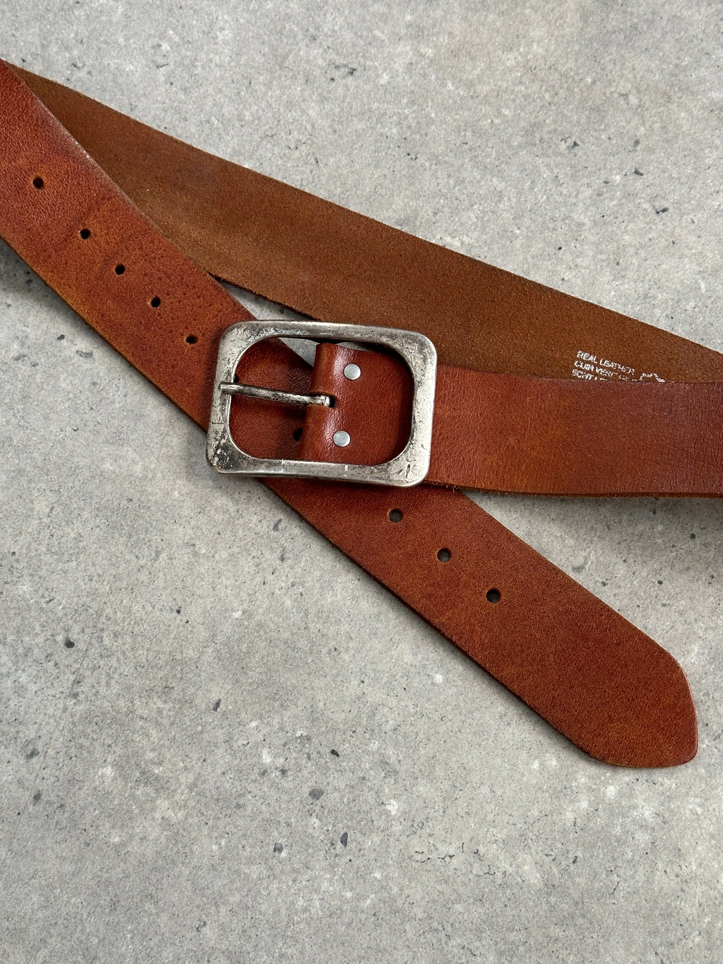 Vintage 1990s Square Leather Chunky Belt - W33-43