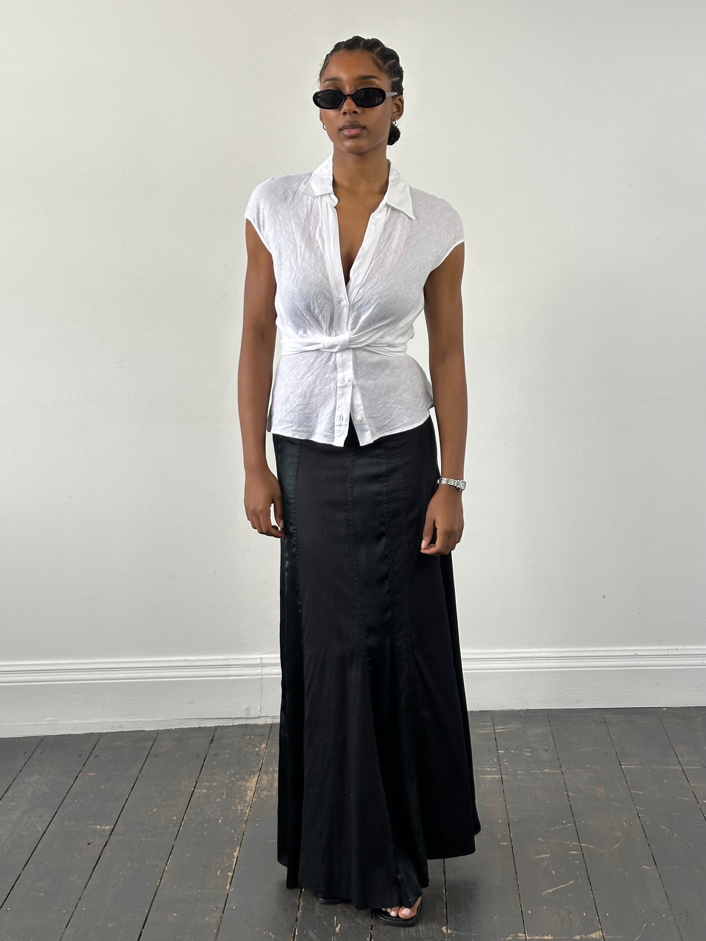 DKNY 2000s Cotton Panelled Skirt - W28