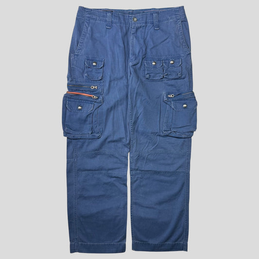 Polo 90’s Ralph Lauren Washed Multipocket Cargo Trousers - 34-36 | 34, Blue