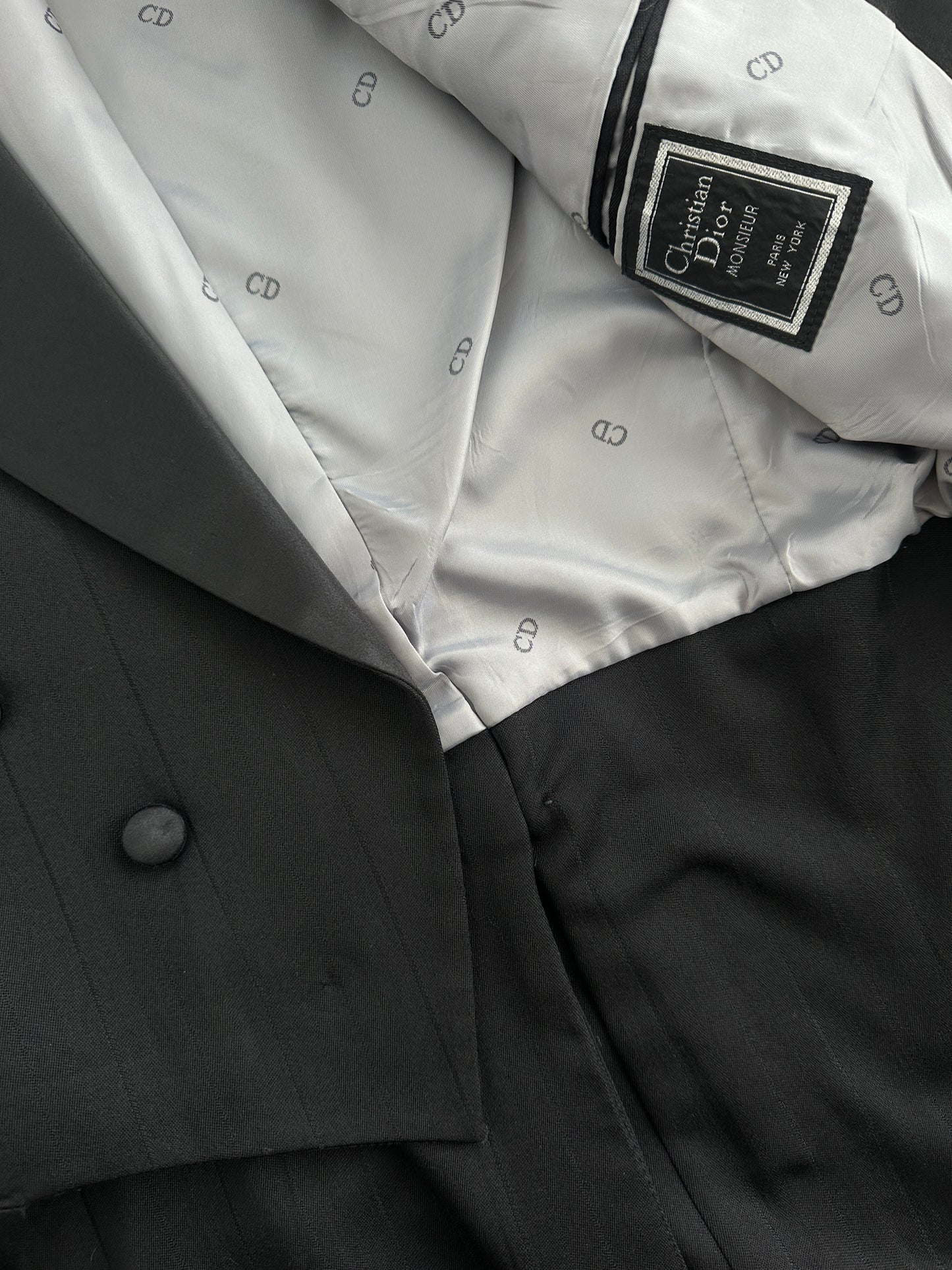 Christian Dior Monsieur 80s Double Breasted Tuxedo Tailcoat Blazer - M