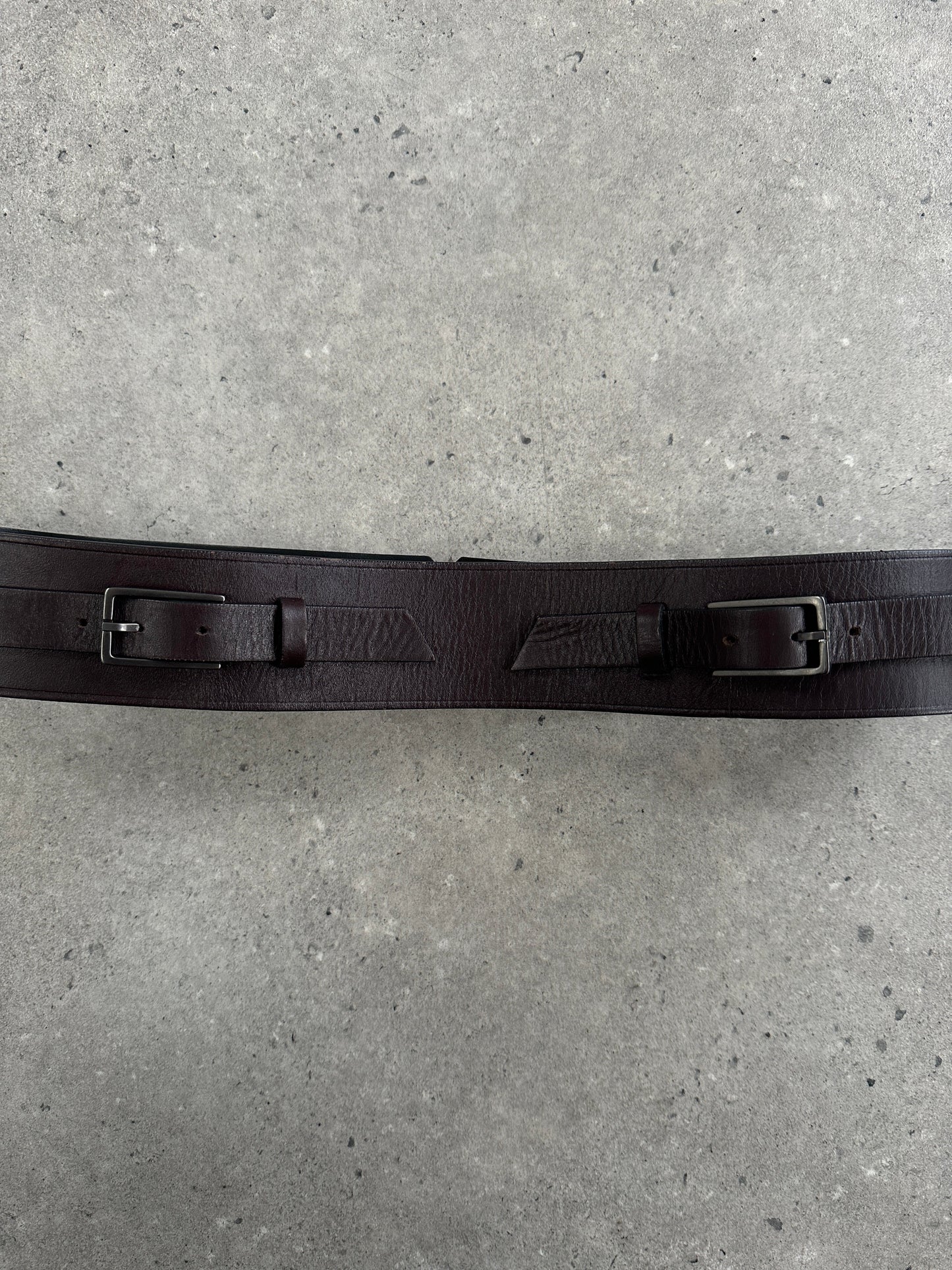 Emporio Armani 2000s Brown Leather EA Buckle Belt - W30–32