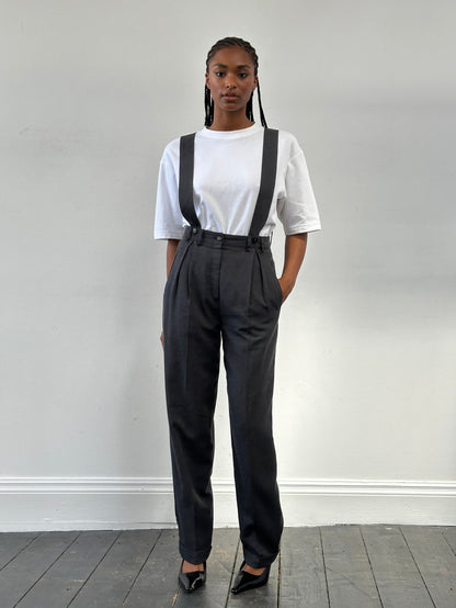 Vintage 1990s Pleated Detectable Braces Tailored Trousers - W26