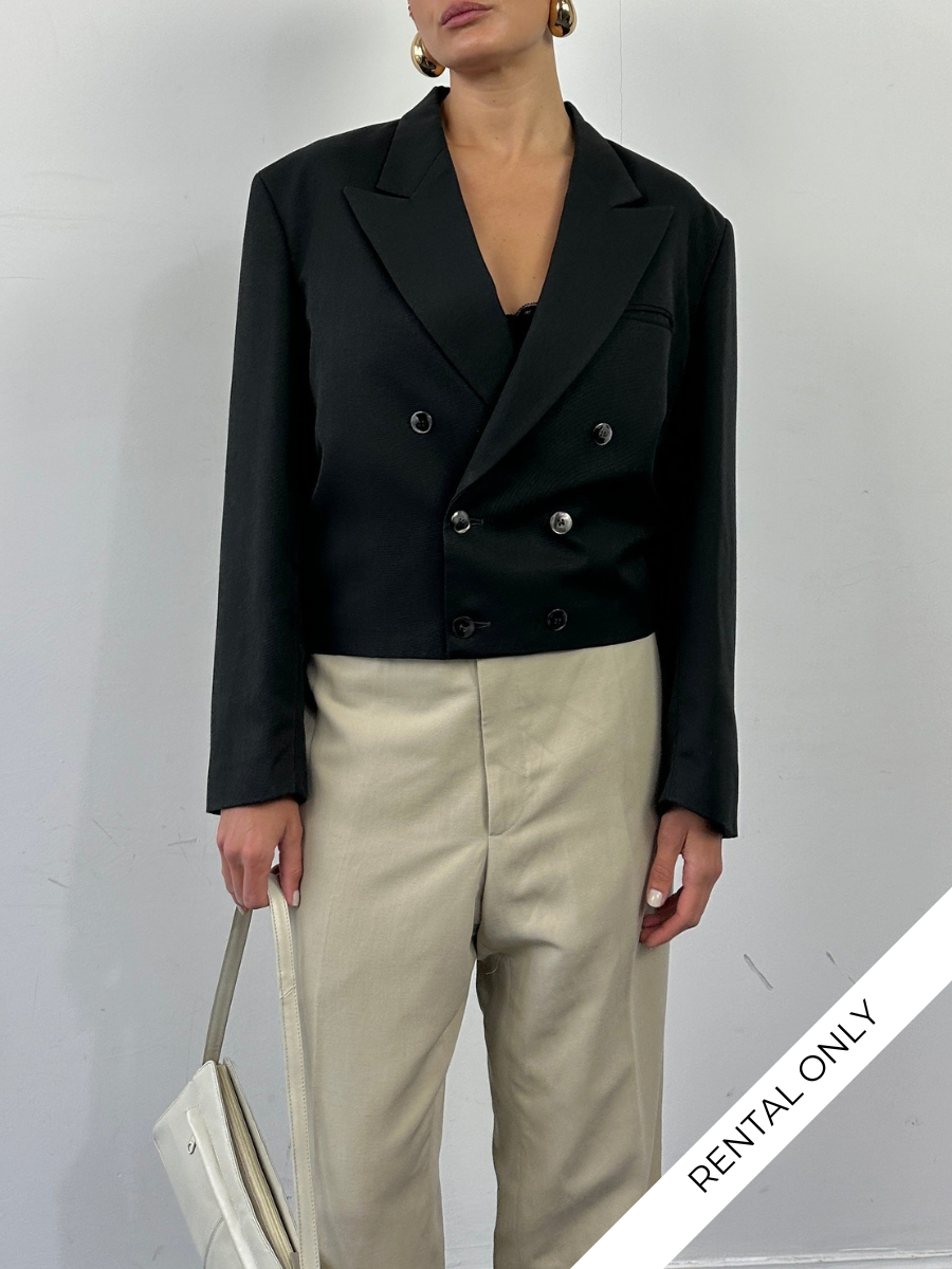 Vintage 1980s Cropped Double Breasted Blazer - M