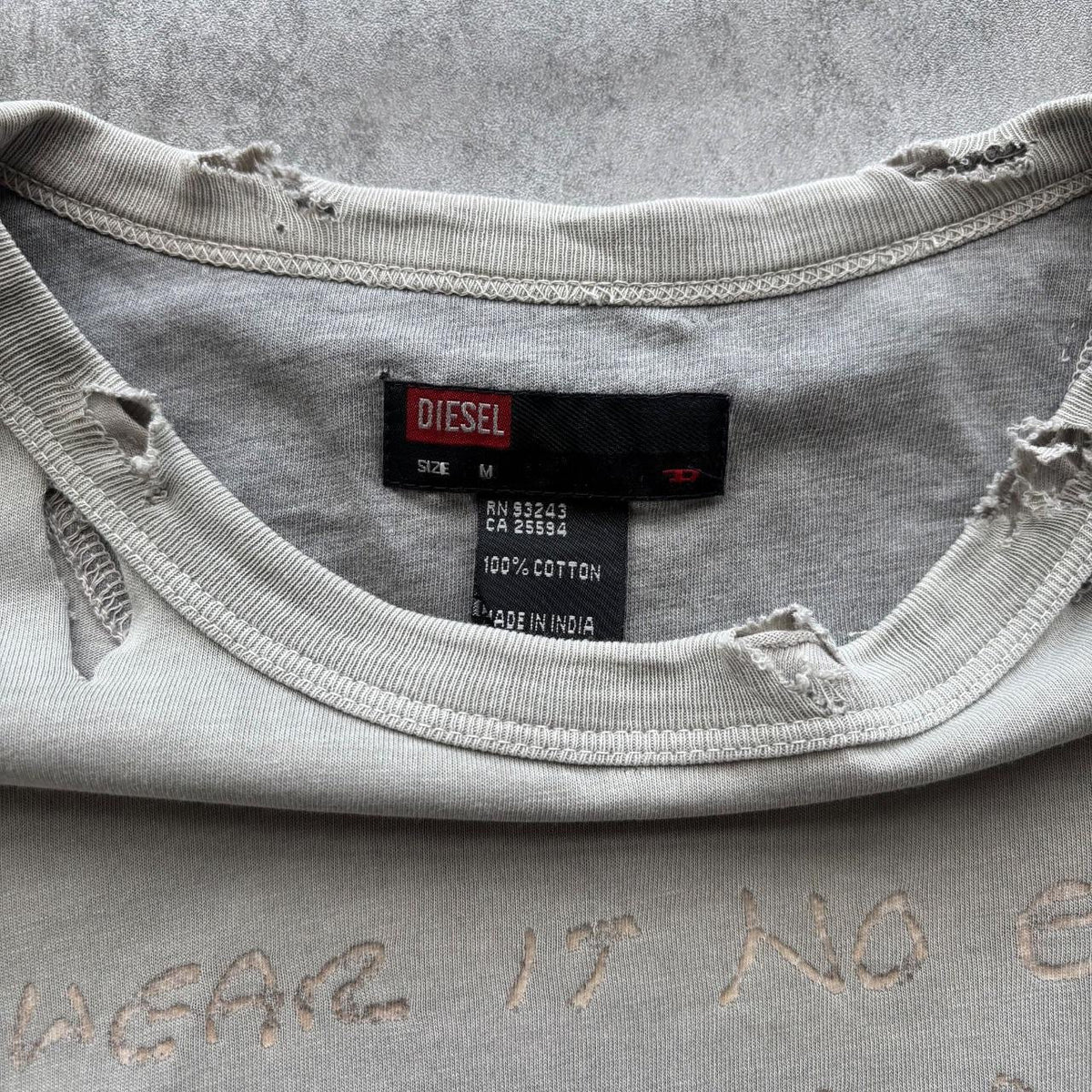DIESEL DISTRESSED LONG SLEEVE | O/S, Light Grey